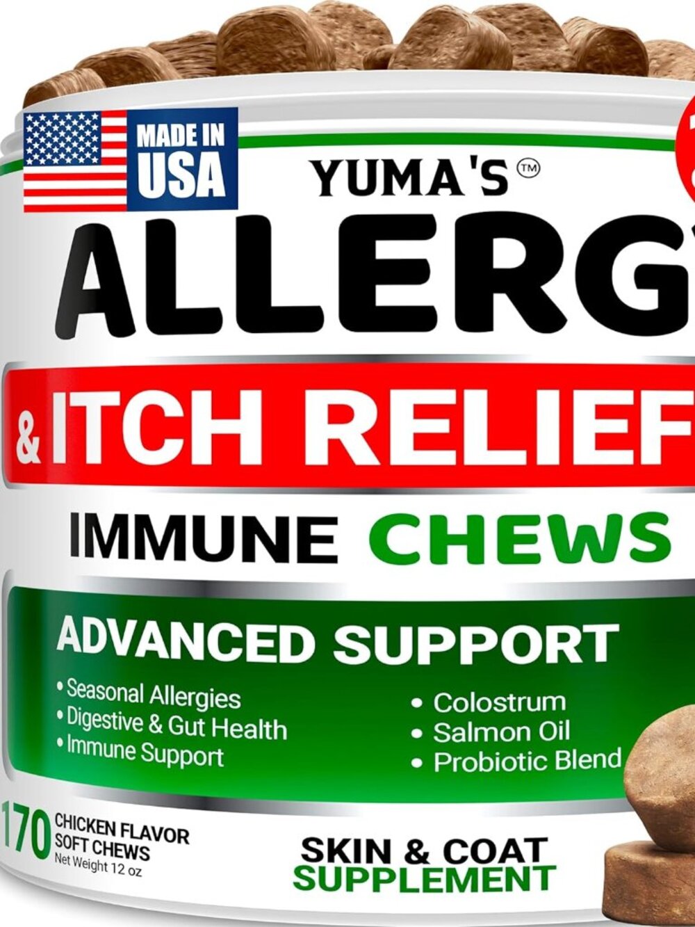 Dog Allergy Relief Chews for Itching Skin Immune Health Support Skin and Coat